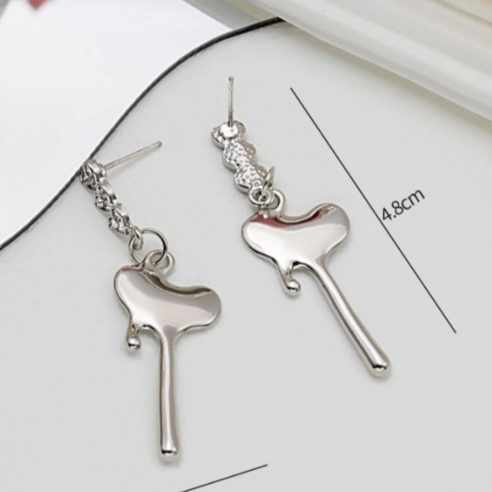 Silver Melting Hearts Hanging Earrings - Picture 5 of 5